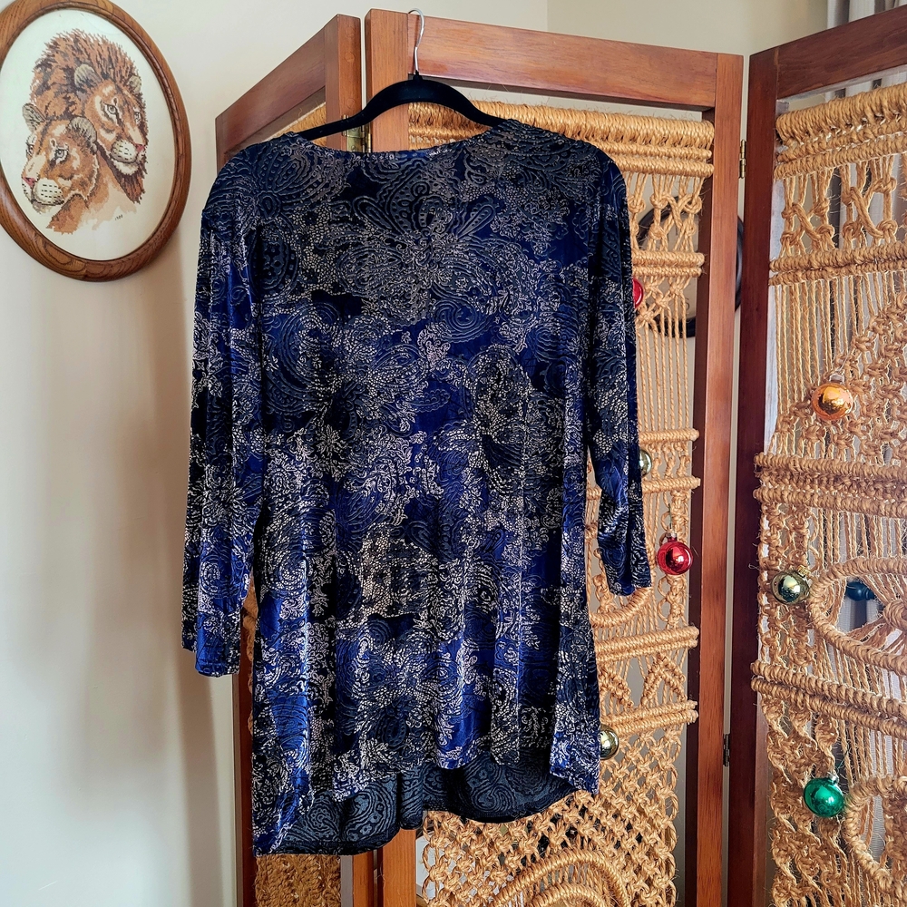 Dressbarn Blue and Gold 3X Women's Top - Picture 2 of 5